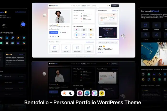Bentofolio – Personal Portfolio WordPress Theme