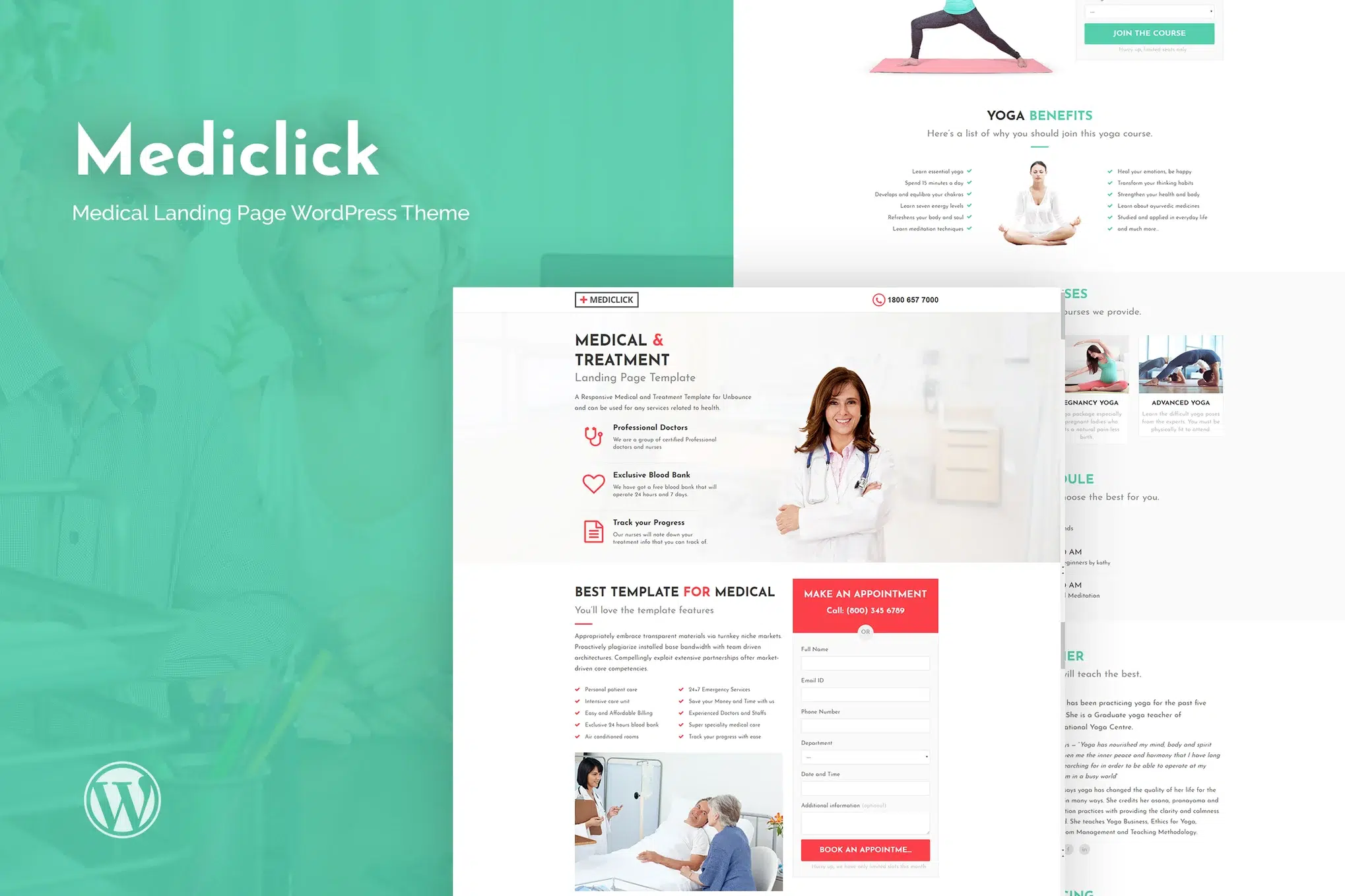 Mediclick - Medical Landing Page WordPress Theme